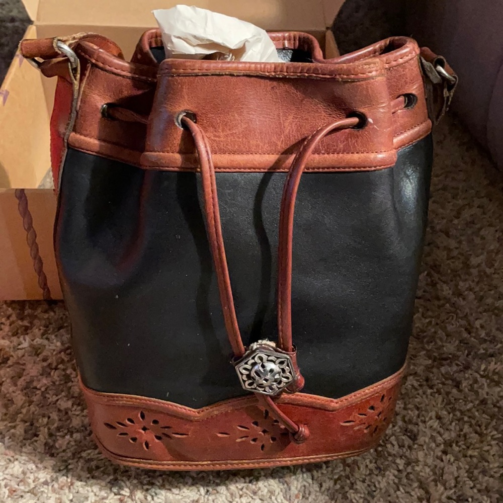 Brighton black & brown bucket bag